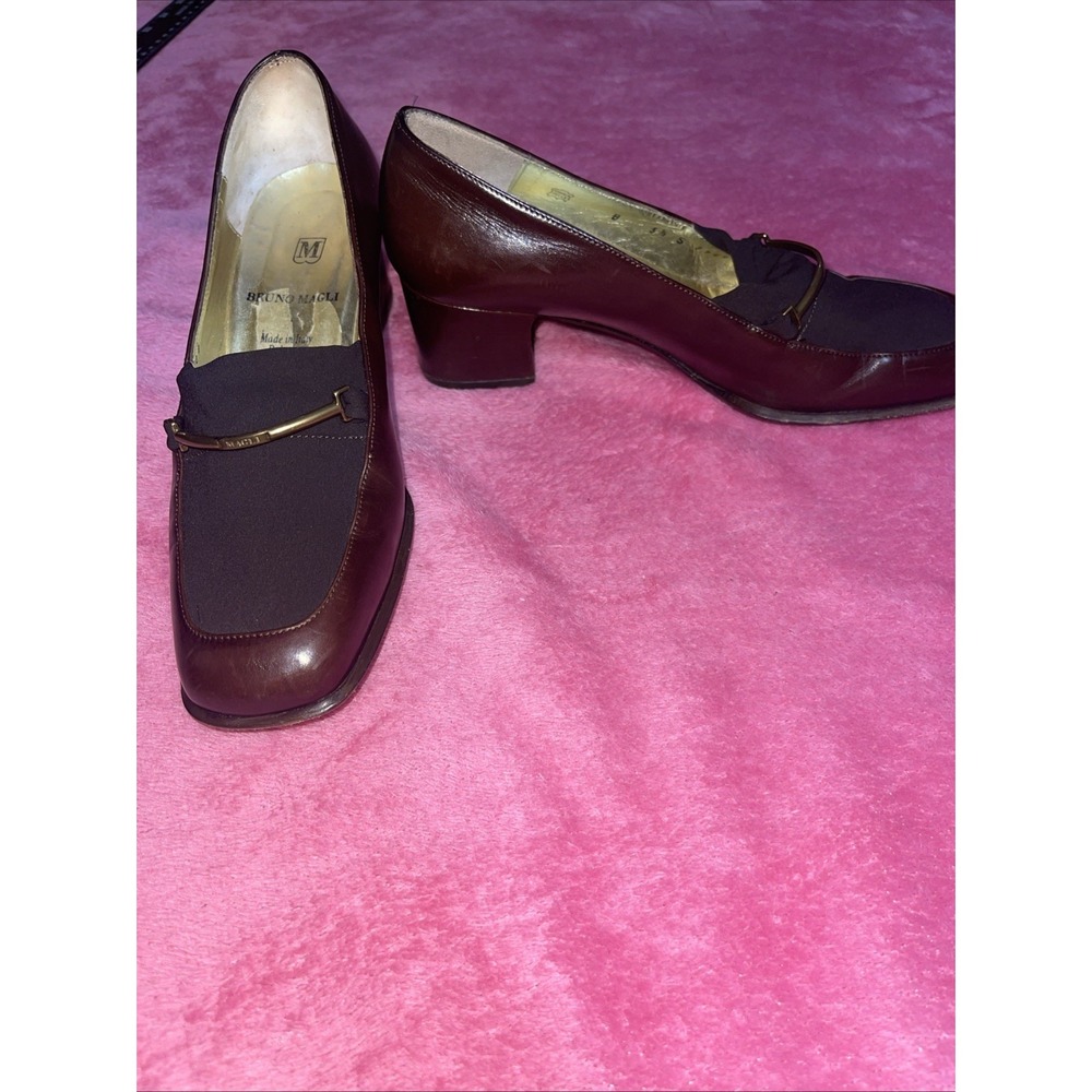 Bruno Magali Womens Brown Leather Square Toe Size 5.5 Made In Italy
